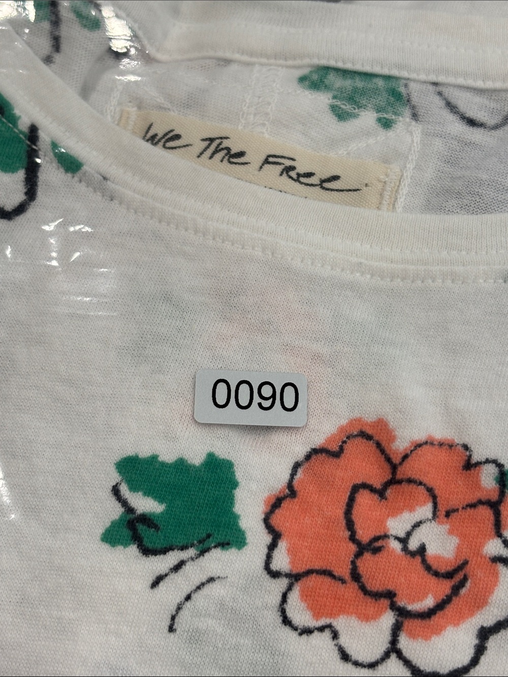Free People We The Free Women’s White Floral Short-Sleeve Tee Size M - Picture 8 of 8